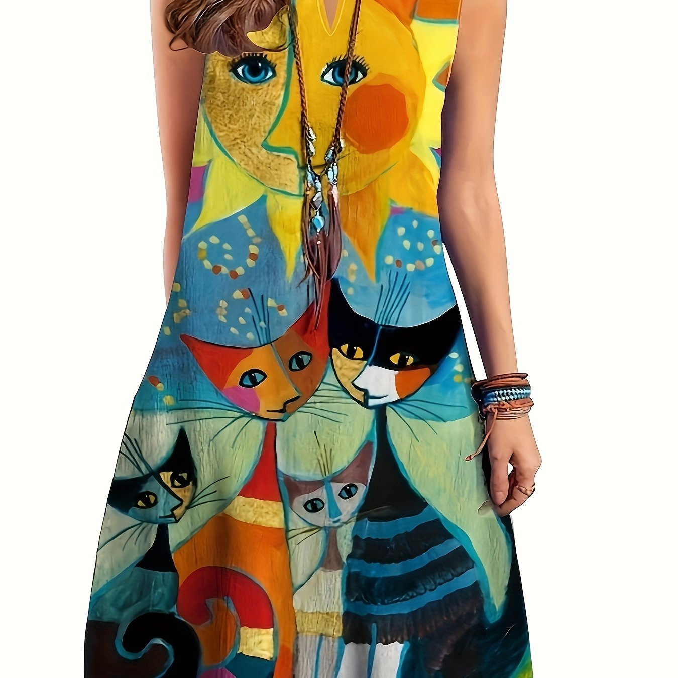 Whimsical Cat Art Dress
