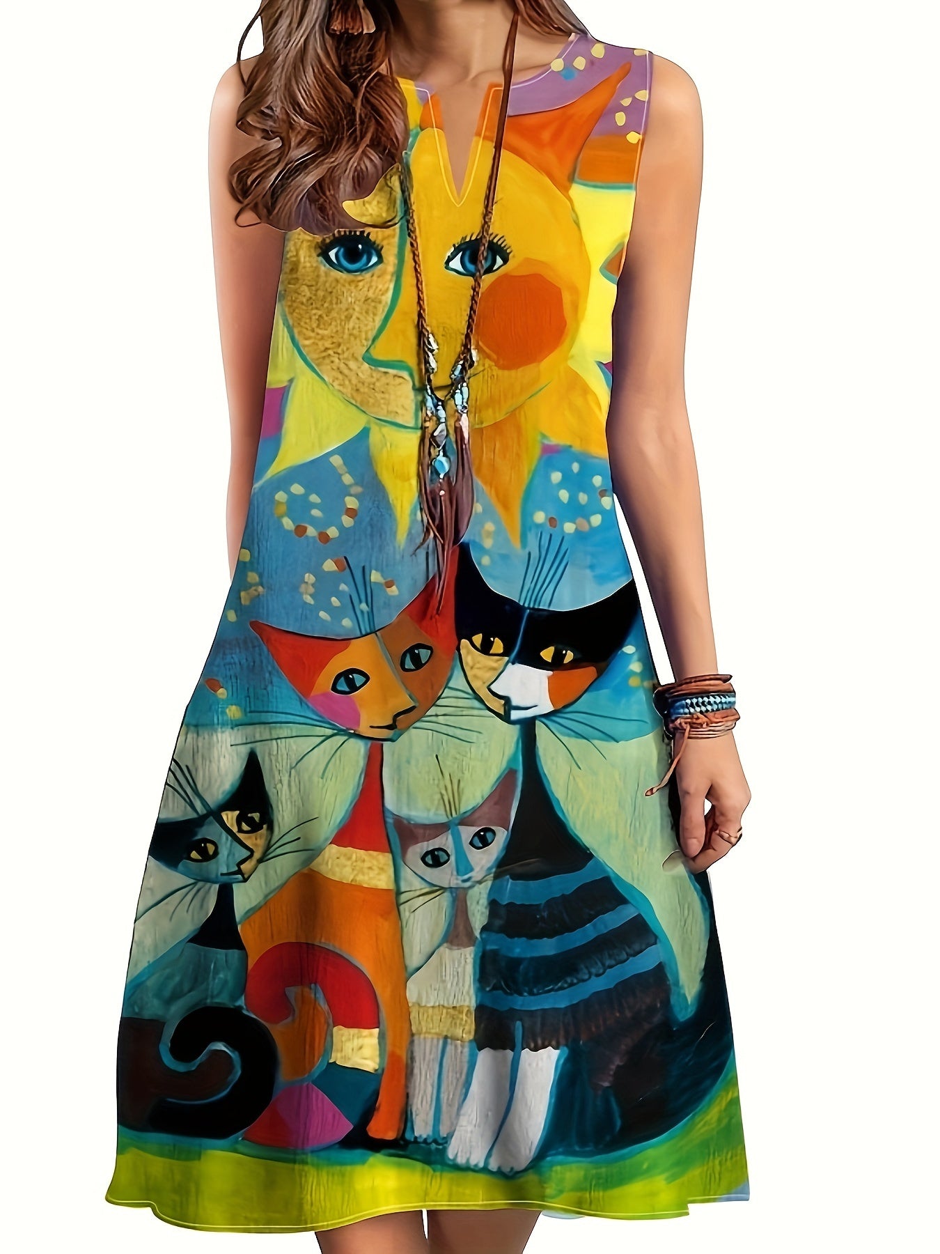 Whimsical Cat Art Dress