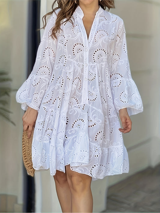 Embroidered Green Shift Dress