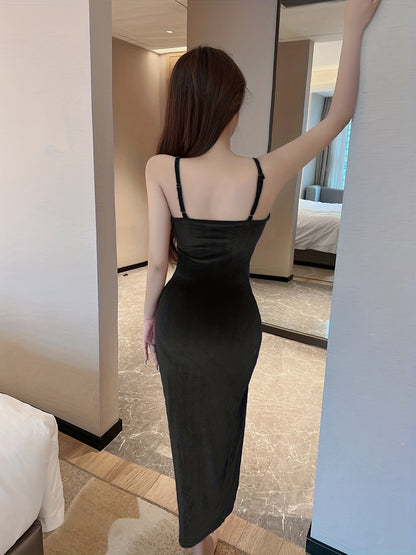 Ruched Split Thigh Dress