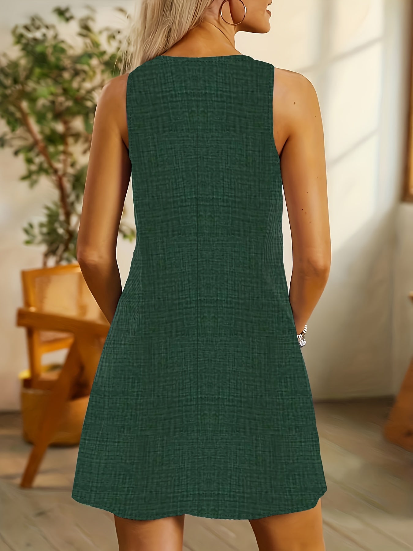 Striped Sleeveless Pocket Dress