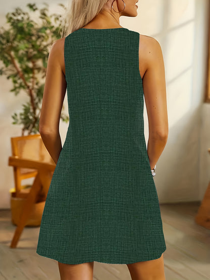 Striped Sleeveless Pocket Dress
