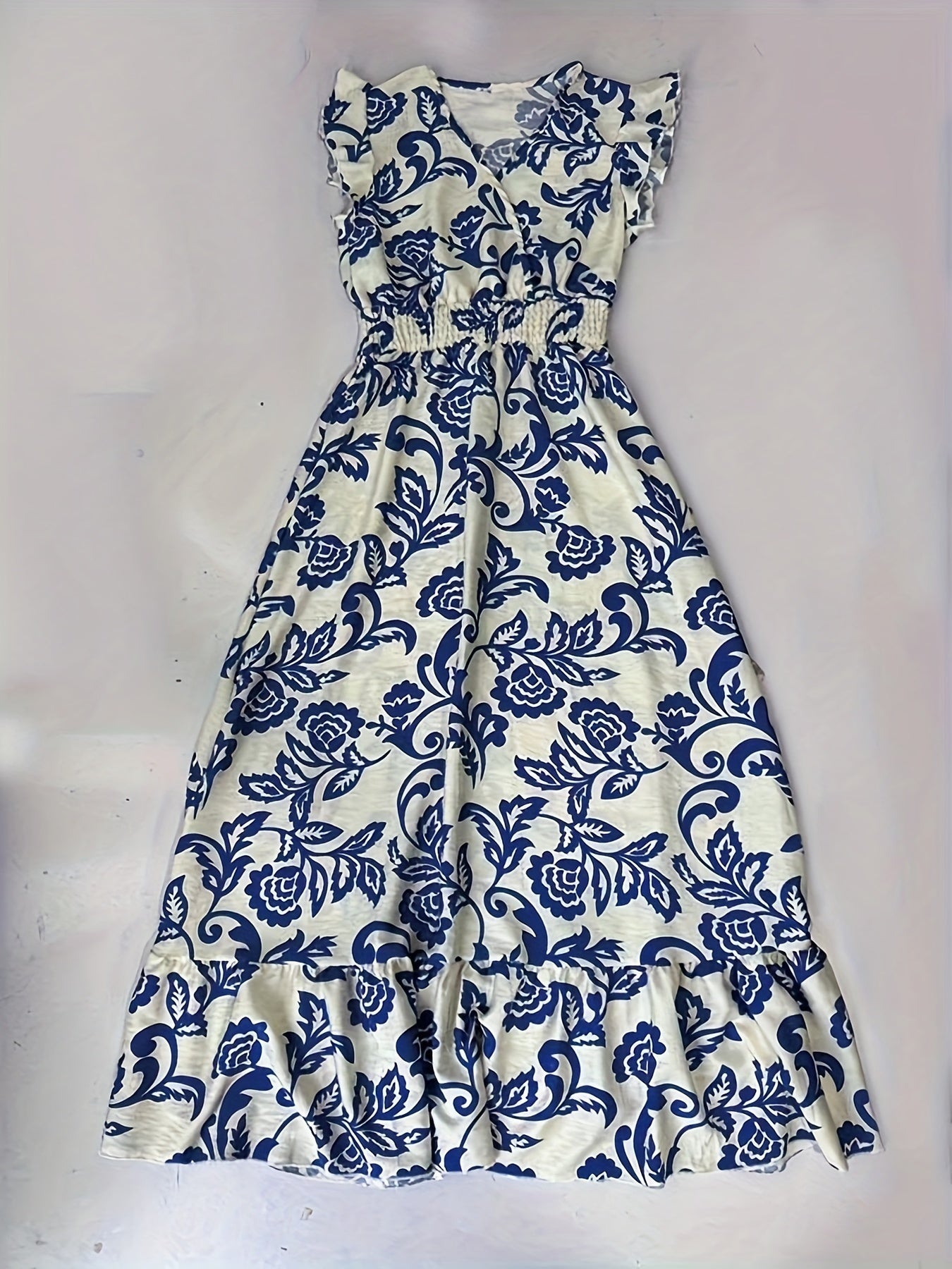 Ruffled V-Neck Maxi Dress