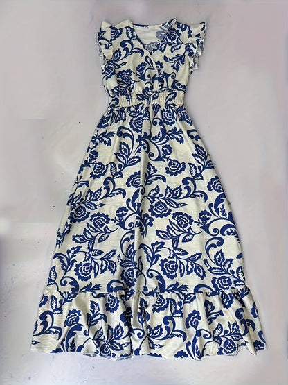 Ruffled V-Neck Maxi Dress