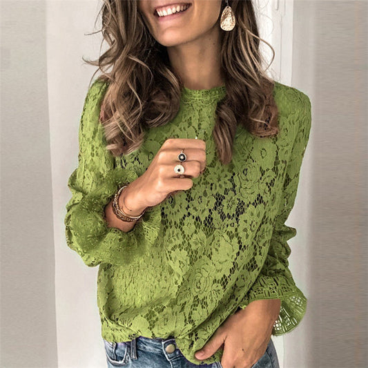 Elegant Hollow Lace Blouse